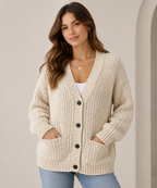 CHUNKY KNIT BUTTON CARDIGAN