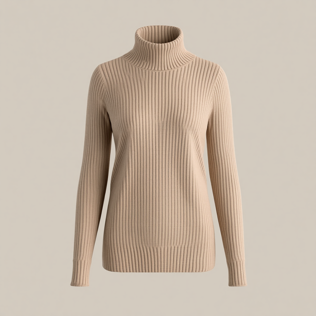 RIBBED TURTLENECK SWEATER SOFT KNIT