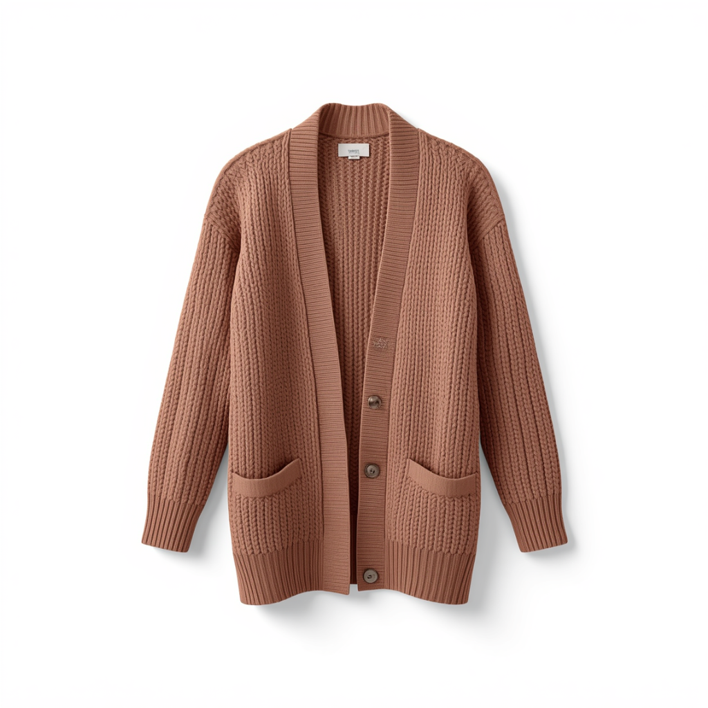 WAFFLE KNIT OPEN FRONT CARDIGAN