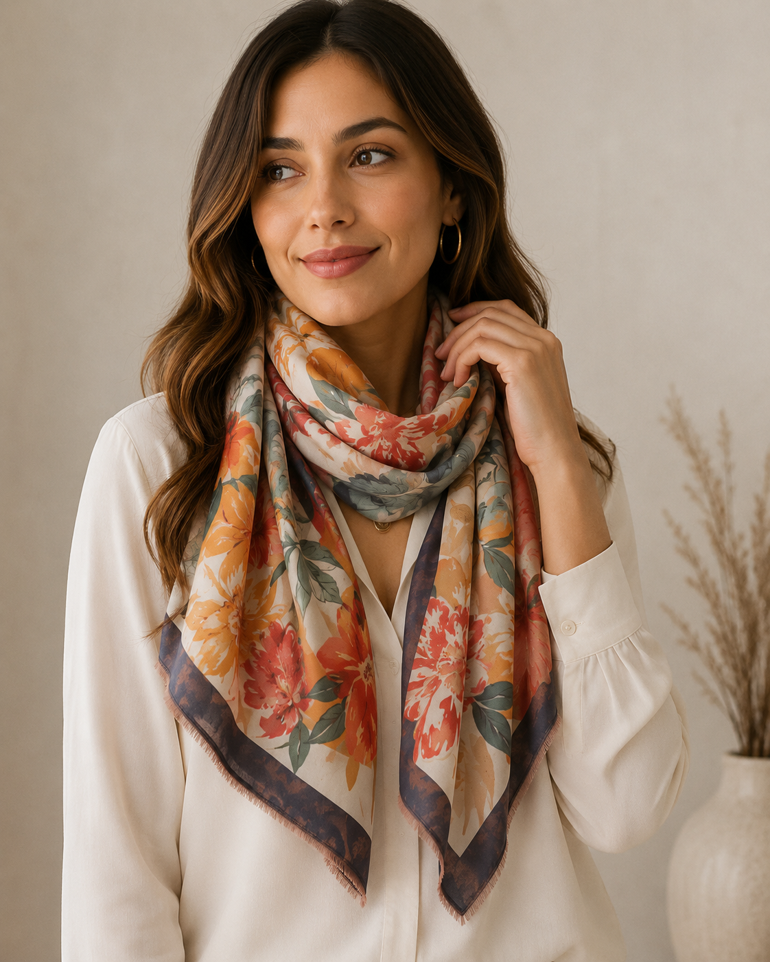 Women's Floral Print Fashion Scarf