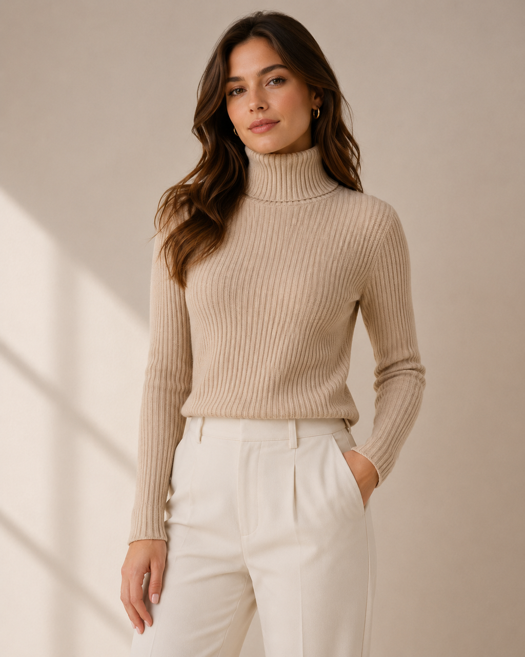 RIBBED TURTLENECK SWEATER SOFT KNIT